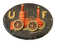 VINTAGE UNITED FIREMEN'S INSURANCE COMPANY CAST ALUMINUM OVAL SIGN