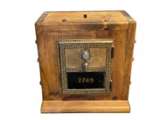 ANTIQUE POST OFFICE BOX DOOR LARGE PINE COIN BANK