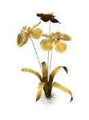 1970'S SIGNED BRASS FLOWERS SCULPTURE SIGNED BLASS