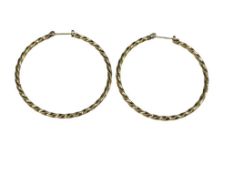 14K YELLOW GOLD TWISTED HOOP EARRINGS
