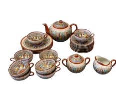 JAPANESE KUTANI THOUSAND FACES TRADITIONAL JAPANESE DESIGN PORCELAIN TEASET