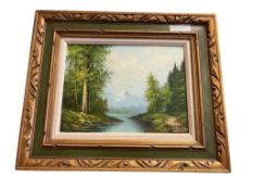 J. AULAIRE ORIGINAL OIL PAINTING ON CANVAS FOREST LANDSCAPE