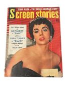 FEB. 1956 SCREEN STORIES VINTAGE MAGAZINE WITH ACTRESS ELIZABETH TAYLOR ON THE FRONT COVER