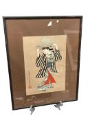 MOROTANE FURUYAMA 18TH CENTURY JAPANESE UKIYO-E WOODBLOCK PRINT BEAUTY IN THE SEDGE HAT