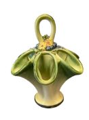 1922 WELLER ART POTTERY FLORENZO UMBRELLA SIX-POCKET FLOWER VASE WITH LOOP HANDLE