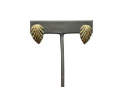 14K YELLOW GOLD FIGURAL LEAF DESIGN EARRINGS