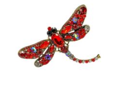 SHADES OF CRYSTAL RED RHINESTONEDRAGONFLY BROOCH