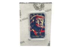 2024 DONALD TRUMP COMMEMORATIVE .999 FINE SILVER COLORIZED POLITCAL SILVER ART BAR