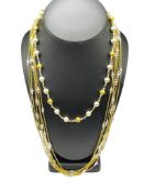TWO GOLD VERMEIL AND STERLING SILVER BALL BEAD NECKLACES