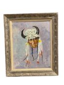 GEORGE CARTER PROLIFIC RENO, NV ARTIST ORIGINAL PAINTING ON CANVAS PORTRAIT NATIVE AMERICAN CHIEF