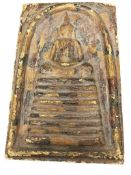 CIRCA 19TH CENTURY ANTIQUE PHRA SOMDEJ WAT KESCHAIYO THAI SEATED BUDDHA PRAYING TILE WITH WRITING