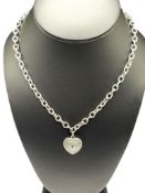 STERLING SILVER HEART SHAPED BLUE TOPAZ PENDANT NECKLACE