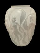 VINTAGE PHOENIX GLASS SCULPTED NUDE DANCING GIRLS ART DECO STYLE VASE