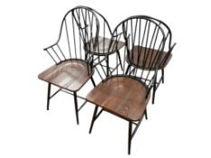 SIMPLE LIVING MILO BLACK AND ESPRESSO WINDSOR DINING CHAIRS SET OF FOUR