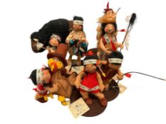 VINTAGE ANNALEE MOBILITEE NATIVE AMERICAN DESIGN TEXTILE STUFFED DOLLS