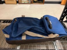 LANDS' END BLUE DUFFEL LUGGAGE BAG WITH WHEELS AND HANDLE