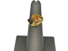 14K YELLOW GOLD RUBY AND DIAMOND FASHION RING