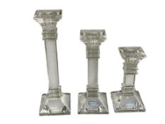 MARQUIS BY WATEFORD CRYSTAL TREVISO CANDLESTICK HOLDERS SET OF THREE