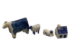 1992 / 1993 DAVID ELDRETH SALT GLAZED POTTERY FARM ANIMALS AND HOME COIN BANK