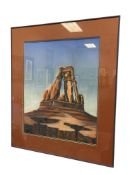 MILLS ARTIST SIGNED ORIGIANL OIL PASTEL ON PAPER TITLED ARCH