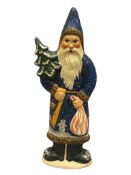 1999 VAILLANCOURT FOLK ART CHRISTMAS CHALKWARE HAND PAINTED FIGURINE BLUE FATHER CHRISTMAS NO. 1,...