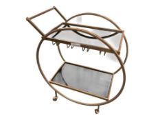 MODERN METAL AND TINTED GLASS TEA / WINE GLASS KITCHEN CART
