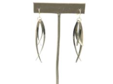 RLM STUDIO STERLING SILVER EARRINGS FEATURING FOUR CURVED DANGLES ON EACH