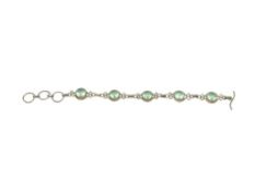 STERLING SILVER LIGHT BLUE STONE LINK BRACELET
