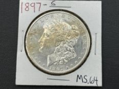 1897-S U.S. MORGAN SILVER DOLLAR BU