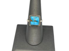 STERLING SILVER SQUARE SHAPED TURQUOISE RING