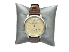 EDDIE BAUER WRISTWATCH FEATURING LEATHER BAND AND 165FT WATER RESISTANT CASE