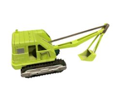 VINTAGE 1950'S HUBLEY DIE-CAST TRACK STEAM SHOVEL / EXCAVATOR WITH WODEN WHEELS AND RUBBER TRACKS