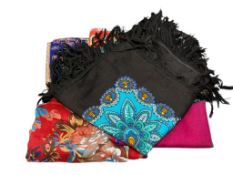 SIX HAND MADE WOOL UKRANIAN SCARVES VIBRANT COLORS AND DESIGNS