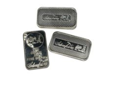 FIVE .999 FINE SILVER SILVERTOWNE MINT SILVER ART BARS FEATURING NEVADA PROSPECTOR DESIGN