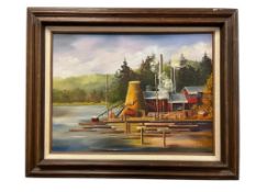 DUEL ARTIST SIGNED ORIGINAL OIL ON CANVAS LOG MILL PAINTING