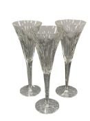 WATERFORD CRYSTAL MILLENIUM LOVE TOASTING FLUTES SET OF THREE TWO ARE SIGNED BY FRED CURTIS