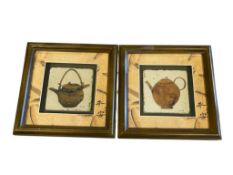 TWO CHERI BLUM TRANSFER DECORATED ASIAN TILES