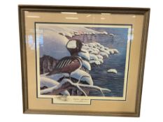 CHRIS LACEY 1990-1992 NEVADA DUCKS UNLTD. ARTIST LIMITED EDITION PRINT SNOWY PERCH-HOODED MERGANSER