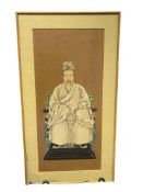QING DYNASTY CHINESE ANCESTOR PORTRAIT CHAOFU WARDROBE ORIGINAL PAINTING ON TEXTILE