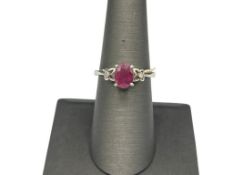 14K WHITE GOLD RUBY AND DIAMOND RING