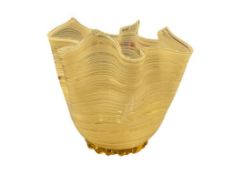 VINTAGE HAND BLOWN MID-CENTURY MODERN ART GLASS HANDKERCHIEF BOWL