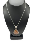 STERLING SILVER TEAR DROP JASPER PENDANT NECKLACE