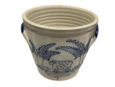 1993 DAVID ELDRETH SALT GLAZED POTTERY SHEEP POT