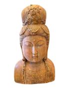 LARGE KAOLIN CLAY BUST OF GUANYIN, THE BODHISATTVA OF COMPASSION CHINESE BUDDHA BUST
