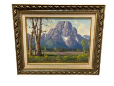 WILTON MCCOY KANSAS BORN CALIFORNIA / MONTANA ARTIST ORIGINAL OIL ON CANVAS LANDSCAPE MT. MORAN