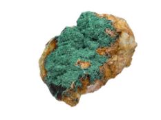 NATURAL MALACITE ON QUARTZ GEOLOGICAL SPECIMEN FROM MOROCCO