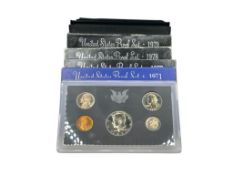FIVE U.S. MINT PROOF SETS INCLUDING 1971, TWO 1977, 1978, AND 1979