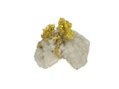 IMPRESSIVE PURE GOLD CRYSTALINE SPECIMEN EMBEDDED IN QUARTZ