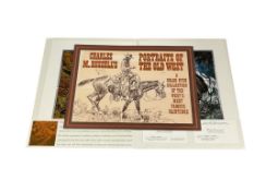 CHARLES M. RUSSELL AND R.H. PALENSKE COLOR ETCHED PRINTS COMPLIMENTS OF VERTZ INSURANCE, WINNEMUCCA