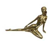 BRASS HOLLOWARE POSING LYING NUDE FEMALE SCULPTURE